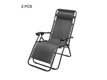 2 Pcs Zero Gravity Folding Reclining Chair (Black) Fashion