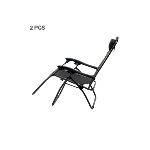 2 Pcs Zero Gravity Folding Reclining Chair (Black) Fashion