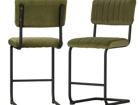 Artiss 2x Bar Stools Velvet Chairs Green Cheap