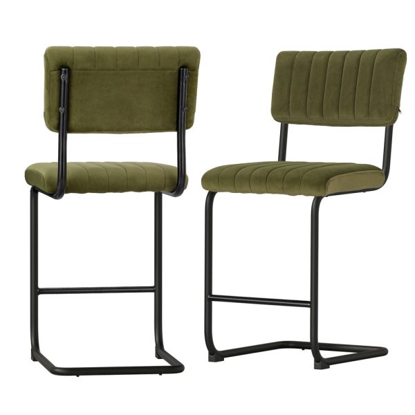 Artiss 2x Bar Stools Velvet Chairs Green Cheap