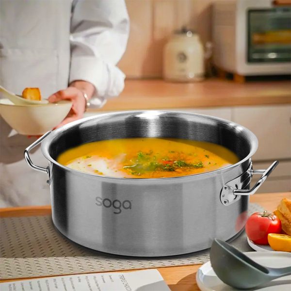 SOGA Stock Pot 14Lt Top Grade Thick Stainless Steel Stockpot 18 10 Online now