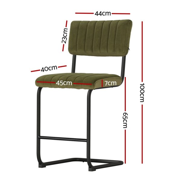 Artiss 2x Bar Stools Velvet Chairs Green Cheap