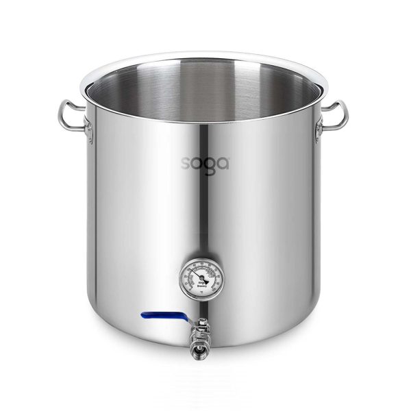 SOGA Stainless Steel No Lid Brewery Pot 50L With Beer Valve 40*40cm Online Sale