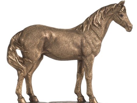 Horse Statue in Rustic Gold Finish 18cmh For Cheap