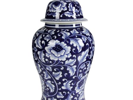 Trellis Ginger Jar Tall it is 45cm Tall Most Popular. Blue & White ceramic Ginger jar with elegant leaf and bloom pattern Hot on Sale