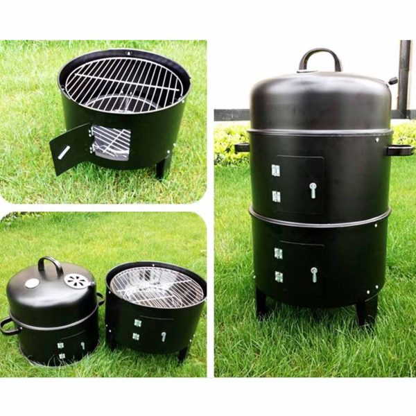 SOGA 3 In 1 Barbecue Smoker Outdoor Charcoal BBQ Grill Camping Picnic Fishing Supply