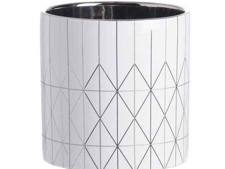 Geo Planter 16cm Modern diamond pattern adorns this cylindrical ceramic plante Supply