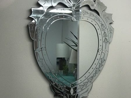 Heart Shaped Venetian Mirror Beautiful and Large 94x63cms For Discount