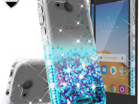 Alcatel Tetra Case Liquid Glitter Phone Case Waterfall Floating Quicksand Bling Sparkle Cute Protective Girls Women Cover for Tetra - Teal Fashion