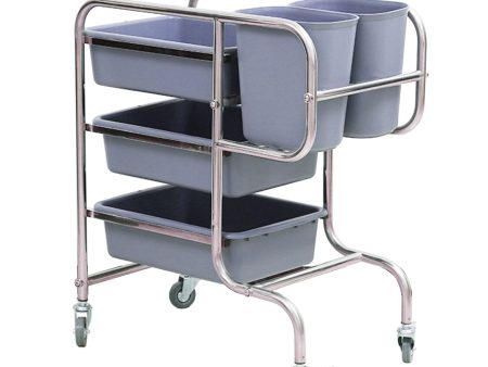 SOGA 3 Tier Food Trolley Food Waste Cart Five Buckets Kitchen Food Utility 80x43x89cm Round Online now