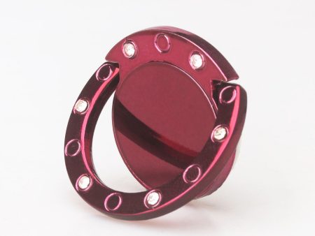 Glitter Cute Bling Diamond 360° Rotation Finger Ring Grip Stand for cell phone - Hot Pink For Cheap