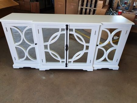 Keats Sideboard White with Mirror Backing. Buffet with storage. For Cheap