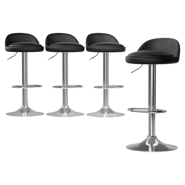 Artiss 4x Bar Stools PU Leather Gas Lift Black Discount