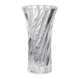 Clear Glass Curved Column Vase 20cmh. Spiral pattern that easily complements arrangements of foliage and flowers For Sale