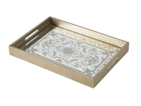 Floral Mirrored Rectangular Tray.  Mirrored tray feature. Place it on the coffee table or dining table to keep things organized Hot on Sale