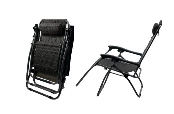 2 Pcs Zero Gravity Folding Reclining Chair (Black) Fashion