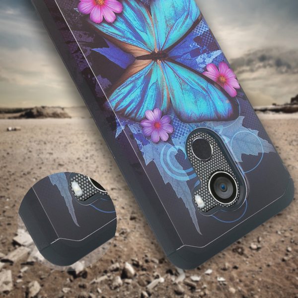 Tmobile REVVL, Alcatel A30 Plus, A30 Fierce, Alcatel Walters Case, Slim Hybrid Dual Layer [Shockproof] Cover - Blue Butterfly Online