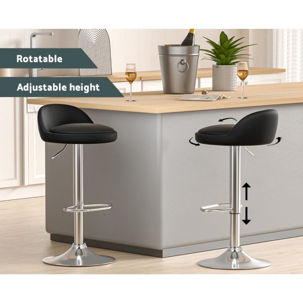 Artiss 4x Bar Stools PU Leather Gas Lift Black Discount