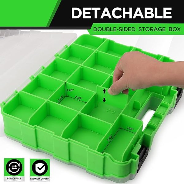 SWANLAKE Small Parts Organizer, 34-Compartments Double Side Storage Box with Removable Dividers, Tools Box Screw Organizer For Nuts, Bolts, Screws, Nails, Small Hardware Online Sale