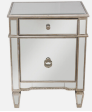 Mirrored Bedside Cabinet Antique 1 Door 1 Drawer Champagne trim Fashion