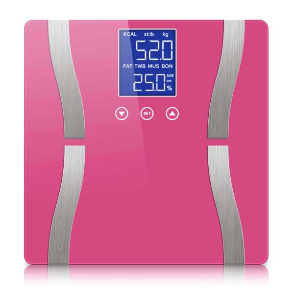 SOGA Glass LCD Digital Body Fat Scale Bathroom Electronic Gym Water Weighing Scales Pink Sale