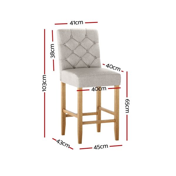 Artiss 2x Bar Stools Linen Upholstered Chairs For Discount