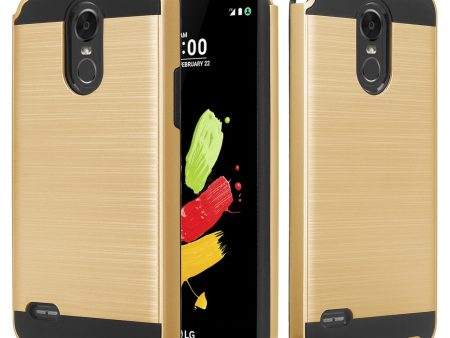 LG Stylo 3 Case, Slim [Shock Impact Resistant] Hybrid Dual Layer Armor Defender Case Cover for LG Stylus 3 - Brush Gold Online now