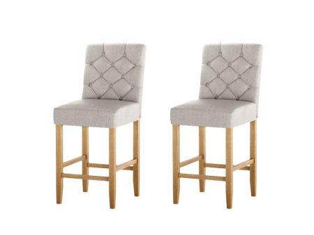 Artiss 2x Bar Stools Linen Upholstered Chairs For Discount