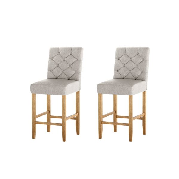 Artiss 2x Bar Stools Linen Upholstered Chairs For Discount