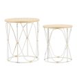 Set of 2 Bamboo Weave Iron Side Tables Distressed White Hot on Sale