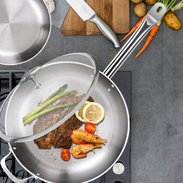 SOGA 28cm Stainless Steel Saucepan With Lid Induction Cookware With Triple Ply Base For Sale