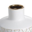 Geo Vase 20 cms high Indoor Outdoor. Our Geo Vase Small  with a gloss white finish and gold trim Sale