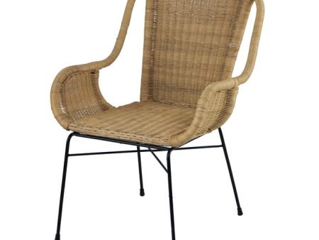 Palmview Rattan Armed Dining Chair. Rattan casual armchair. Solid iron construction. No assembly required Discount