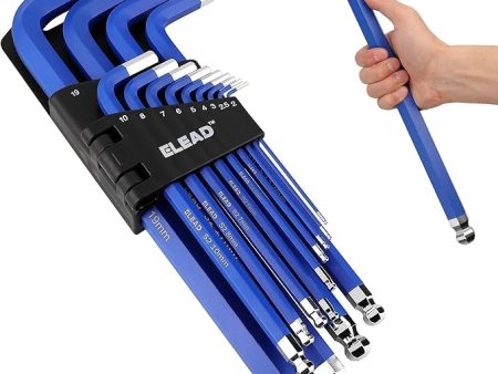 ELEAD Jumbo Hex Key Allen Wrench Set | 13-Piece Metric 2-19mm | Long Ball End Durable CR-V | Automotive | Mechanic | Furniture | Professional Grade Tools on Sale