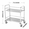 SOGA 2 Tier Stainless Steel Drink Wine Food Utility Cart 75x40x84cm Small Sale