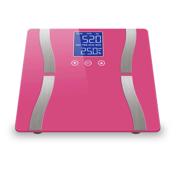 SOGA Glass LCD Digital Body Fat Scale Bathroom Electronic Gym Water Weighing Scales Pink Sale