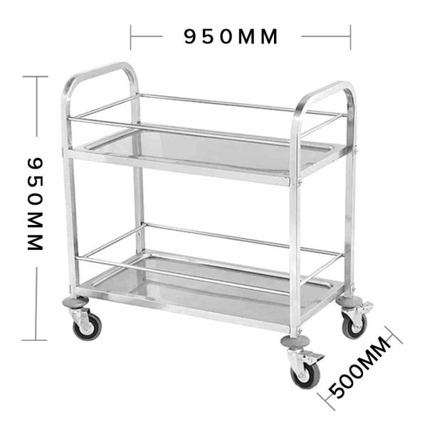 SOGA 2 Tier Stainless Steel Drink Wine Food Utility Cart 95x50x95cm Large Online