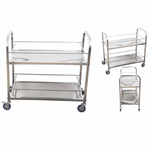 SOGA 2 Tier Stainless Steel Drink Wine Food Utility Cart 85x45x90cm Medium Supply