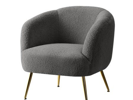 Artiss Armchair Lounge Chair Accent Chairs Arm Armchairs Sherpa Boucle Charcoal For Cheap