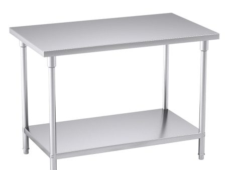 SOGA 2-Tier Commercial Catering Kitchen Stainless Steel Prep Work Bench Table 120*70*85cm on Sale