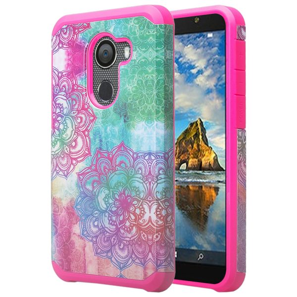 Tmobile REVVL, Alcatel A30 Plus, A30 Fierce, Alcatel Walters Case, Slim Hybrid Dual Layer [Shockproof] Cover - Teal Flower For Cheap