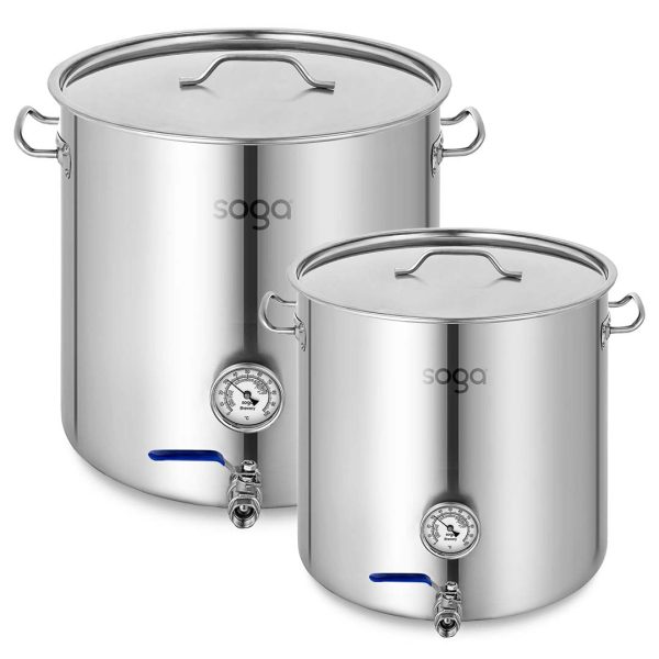 SOGA Stainless Steel Brewery Pot 33L 71L With Beer Valve 35CM 45CM Online Hot Sale