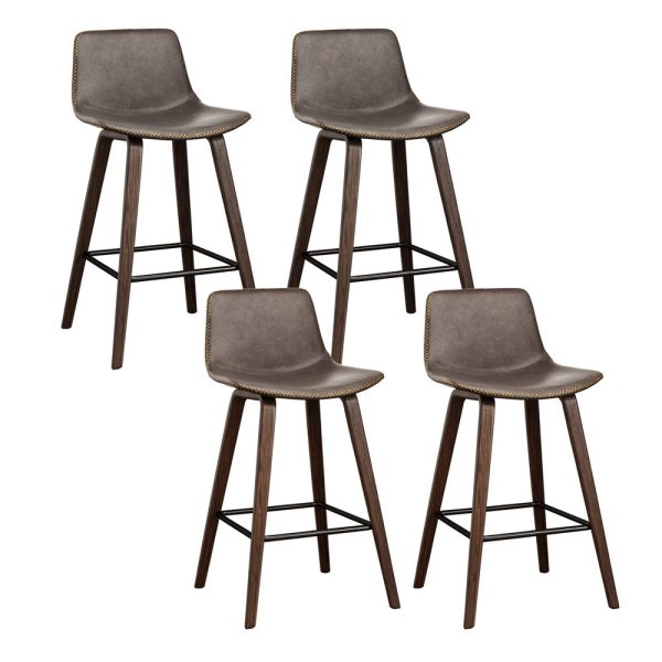 Artiss 4x Bar Stools Vintage Leather Wooden on Sale