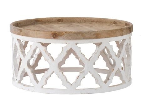 Lattice Round Shabby Chic Coffee Table Distressed White. A lattice pattern with a weathered white finish Cheap