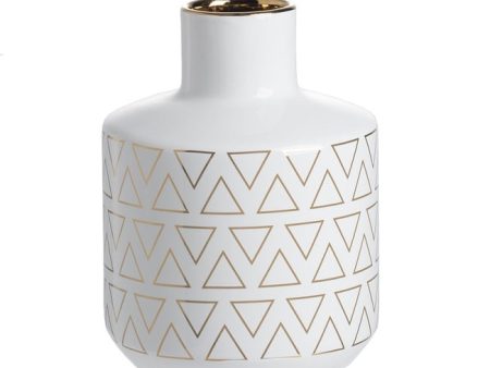 Geo Vase 20 cms high Indoor Outdoor. Our Geo Vase Small  with a gloss white finish and gold trim Sale