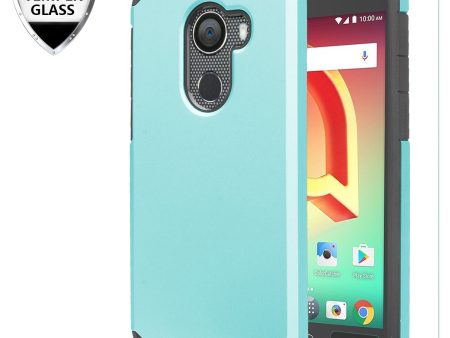 Tmobile REVVL, Alcatel A30 Plus, A30 Fierce, Alcatel Walters Case, [Include Temper Glass Screen Protector] Slim Dual Layered Shock Resistant Hybrid Case Cover - Teal Online Sale