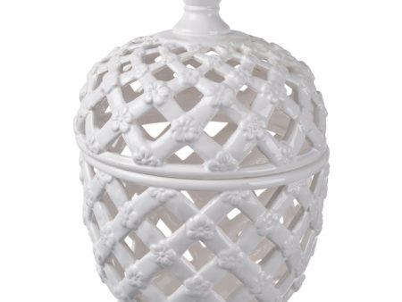 Lattice Decorative Lidded Jar Tall Flower Motive adding a modern touch to your space For Cheap