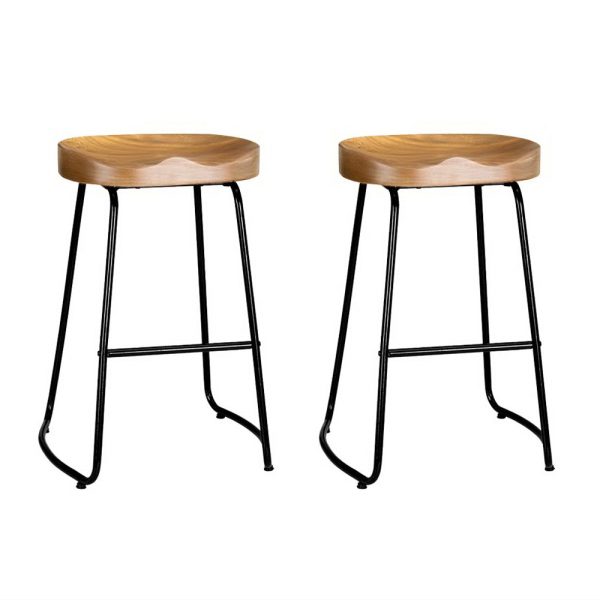 Artiss 2x Bar Stools Tractor Seat 65cm Wooden For Discount