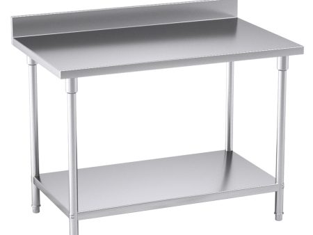 SOGA Commercial Catering Kitchen Stainless Steel Prep Work Bench Table with Back-splash 120*70*85cm Sale