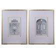 Ornate Doors Fake Pencil Wall Art set of 2. Classic architecture. Intricate renderings For Sale